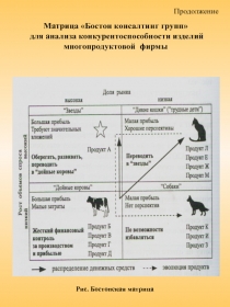 Матрица Бостон консалтинг групп для анализа конкурентоспособности изделий