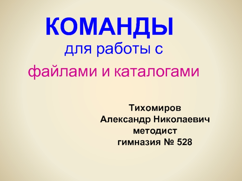 Использование команд работы с файлами и каталогами работа с дисками