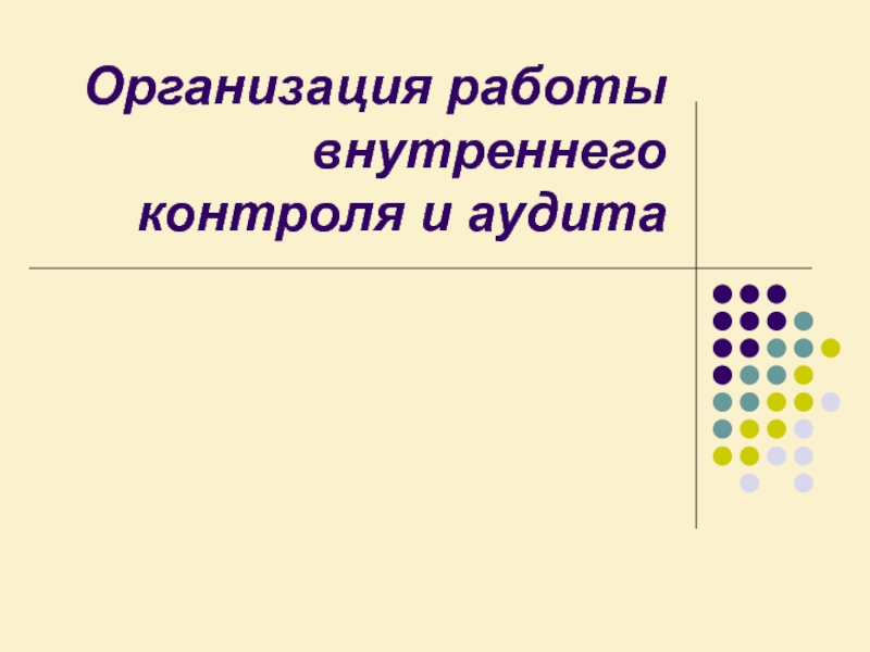 Организация работы внутреннего контроля и аудита