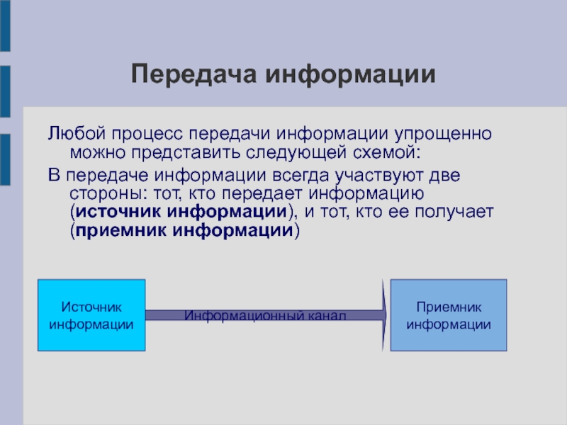 Процессы передачи информации ответ