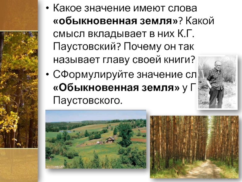 Какой смысл автор вкладывает в слове все. Паустовский обыкновенная земля текст. Рассказ Паустовского обыкновенная земля. Обыкновенный слово. Обыкновенная земля тема.