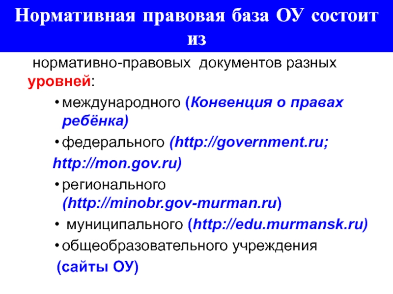 Правовая база образовательного учреждения