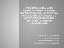 Сравнительный анализ адаптированных основных общеобразовательных программ образования