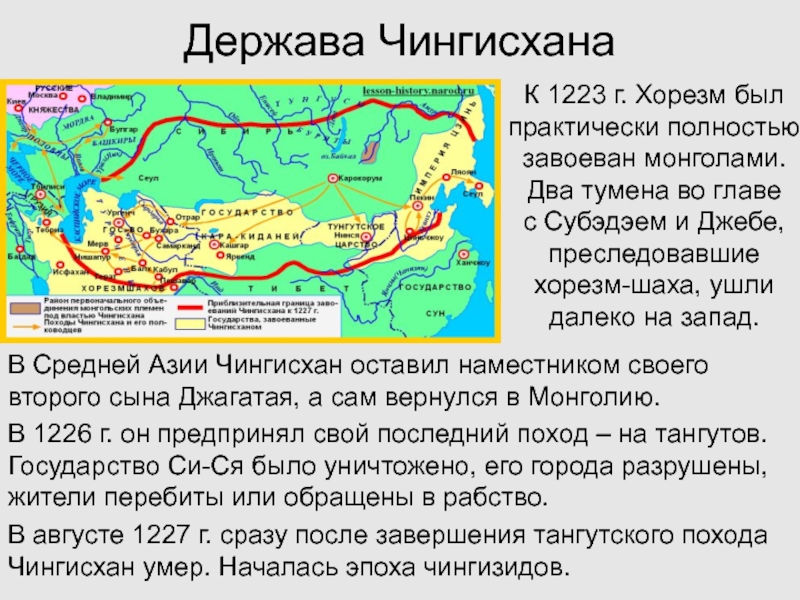 Походы чингисхана дата направление последствия. Походы Чингисхана в 1223 году. Завоевания Чингисхана карта. Территория Чингисхана на карте. Карта похода Чингисхана в среднюю Азию.