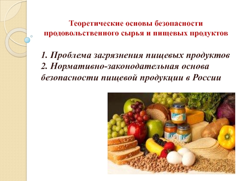 Презентация Теоретические основы безопасности продовольственного сырья и пищевых продуктов