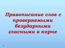 Правописание слов с проверяемыми безударными гласными в корне