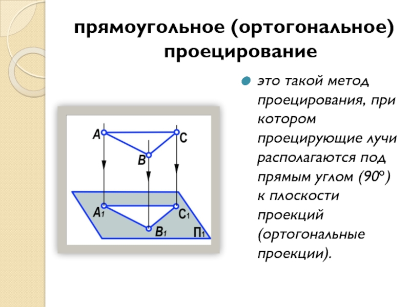 Способы проекции. Прямоугольное проецирование Начертательная геометрия. Метод ортогональных проекций. Метод ортогонального проецирования Начертательная геометрия. Метод прямоугольного (ортогонального) проецирования..