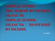 Числовая функция. Область определения. 9 класс