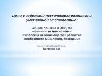 Дети с задержкой психического развития и умственной отсталостью: -общее понятие