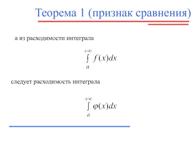 Теорема интегралов. Расходимость интеграла. Теоремы интегралов. Признаки расходимости интеграла. Признак сравнения интегралов.