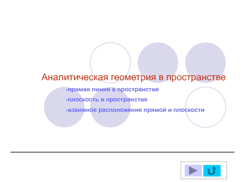 Аналитическая геометрия в пространстве
-прямая линия в пространстве
-плоскость