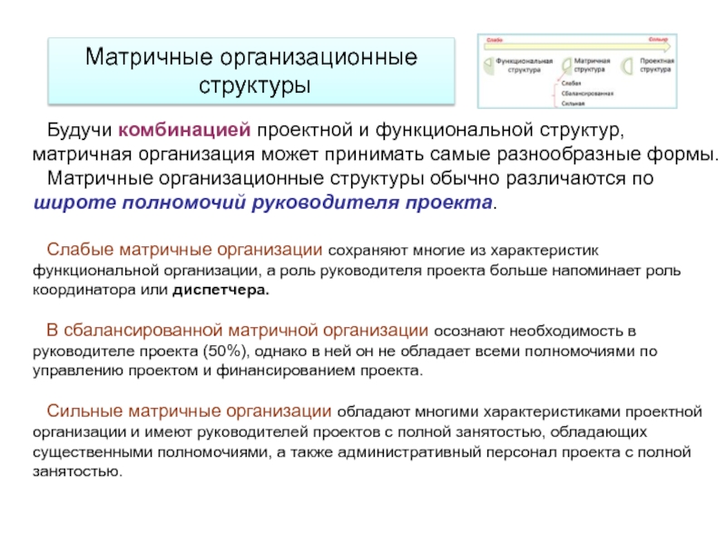 В какой организационной структуре руководитель проекта занят частично