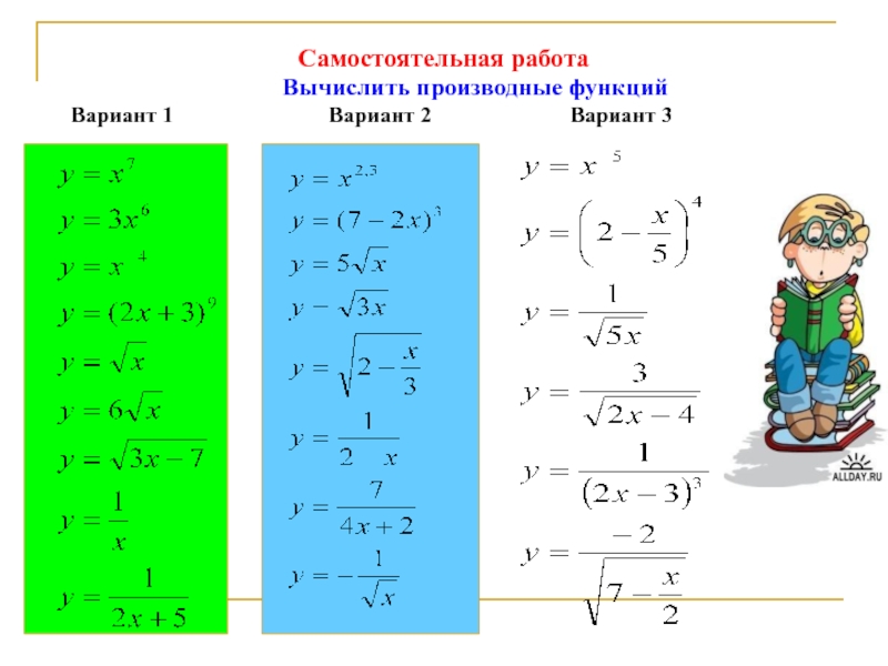 Производная карточка. Производные самостоятельная работа. Производная степенной функции задачи. Производная самостоятельная работа. Вычисление производных задания.