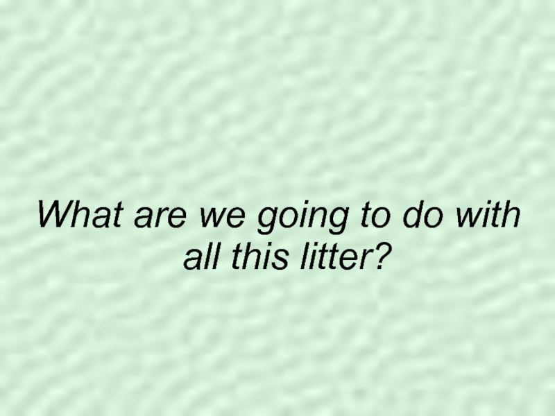 What are we going to do with all this litter? 8 класс