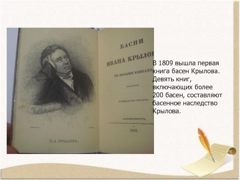 Первая книга басен крылова 1809 фото