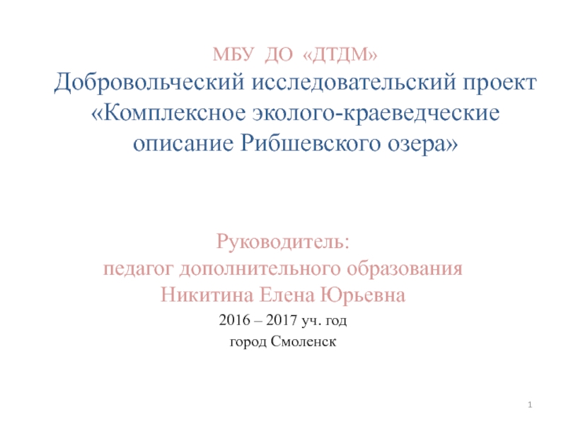 Презентация МБУ ДО ДТДМ Добровольческий исследовательский проект Комплексное