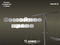 Основы
государства
и права
11 класс
Урок № 21
Семейное
право