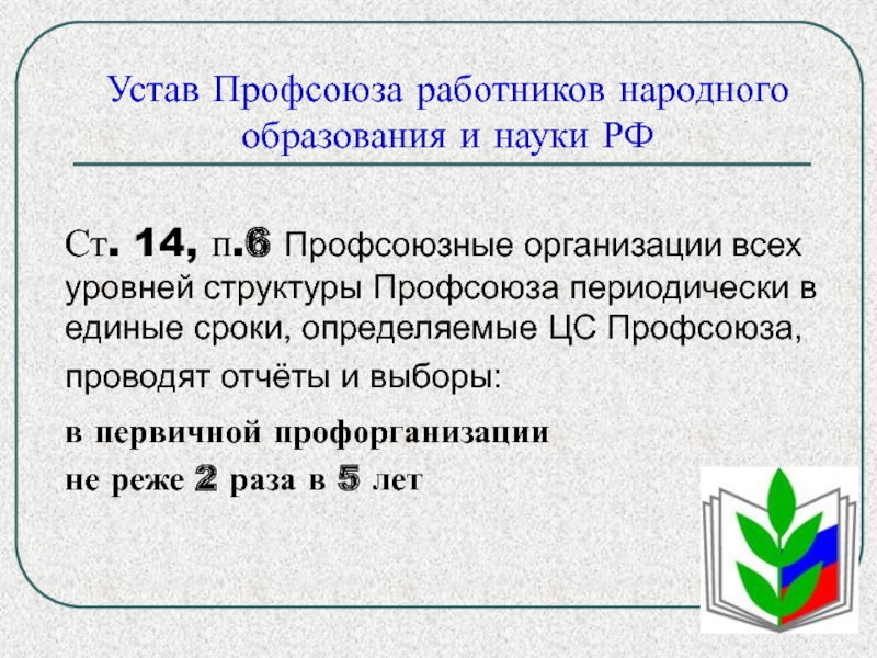 В соответствии с уставом профсоюза