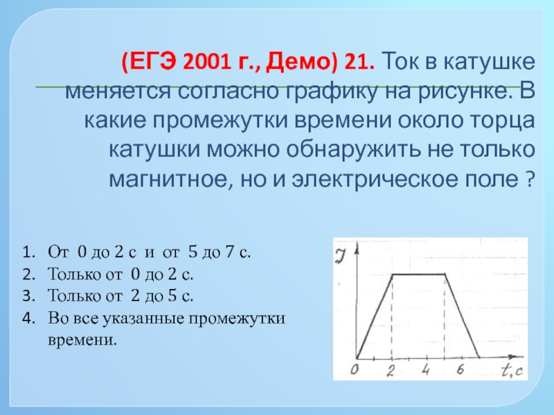 Магнитный поток пронизывающий катушку изменяется со временем так как показано на рисунке в каком