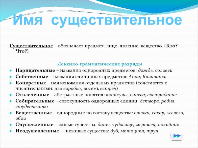 Группы существительных в русском языке