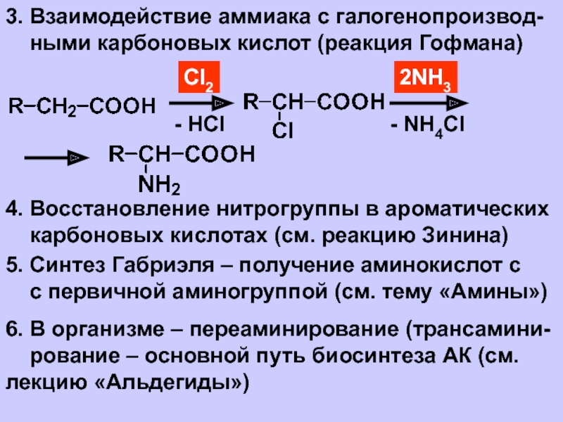 Реакция восстановления карбоновых кислот. Взаимодействие карбоновых кислот с аммиаком. Взаимодействие аммиака с серной кислотой реакция