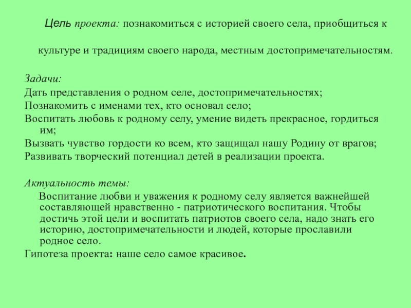 Проектная работа родной город