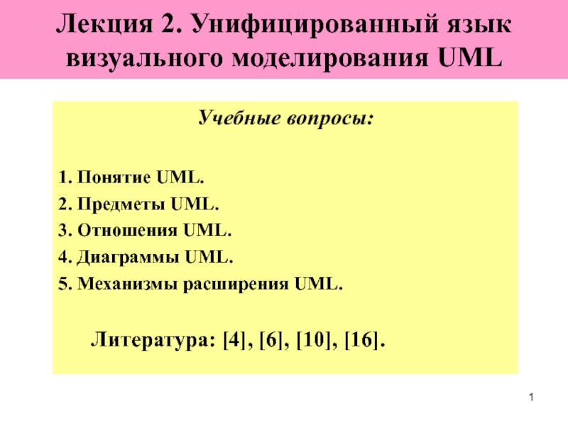  Унифицированный язык визуального моделирования UML 
