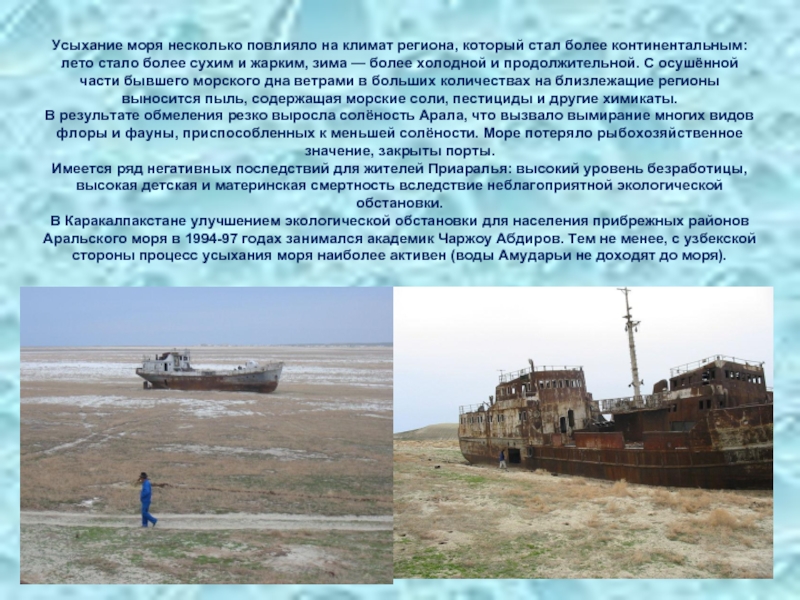 Становится более сухой и. Экологическая ситуация в Республике Каракалпакстан. Укажите причину повышения уровня воды в Амударье в летний период. Кто пострадал в результате обмеления Аральского моря. Зона Приаралья.