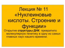 Нуклеиновые кислоты. Строение и функции