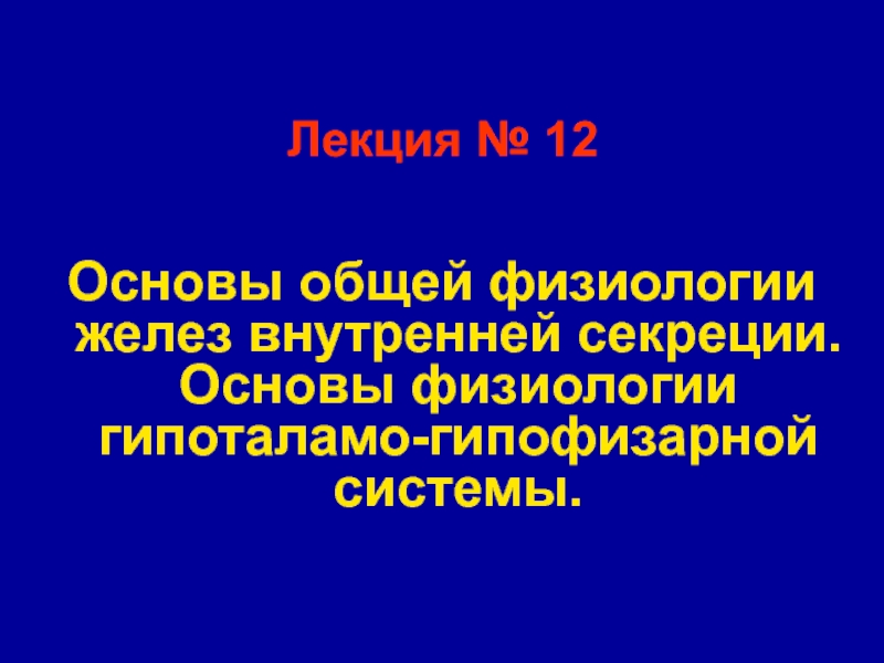 Презентация Лекция № 12