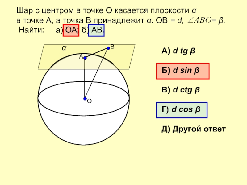 Контрольная работа по геометрии 11 сфера шар