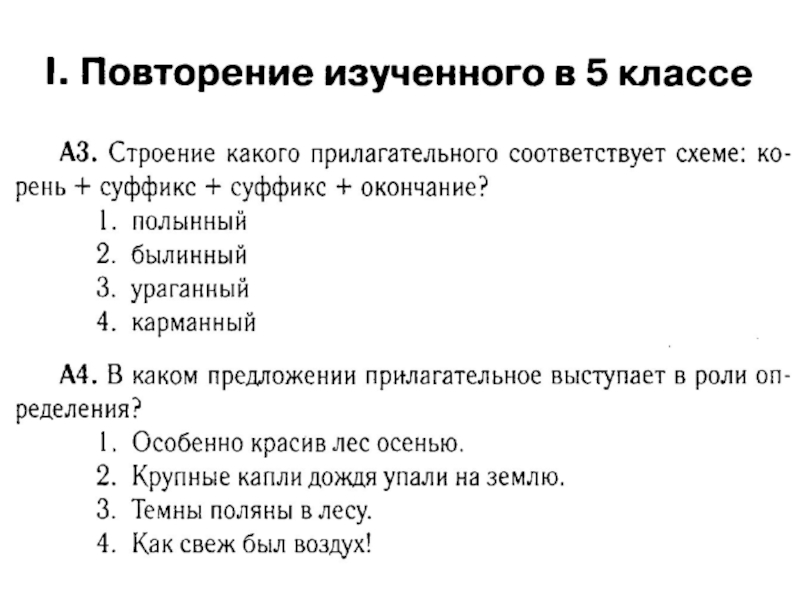 Имя прилагательное повторение изученного в 5 классе презентация