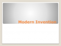 Modern Invention 10 класс