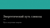 Энергетический путь глюкозы