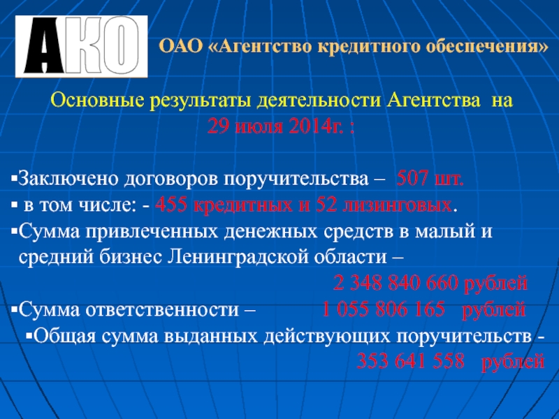 Кредитное обеспечение. ОАО "агентство по оздоровлению банковской системы. Личное акционерное обеспечение.