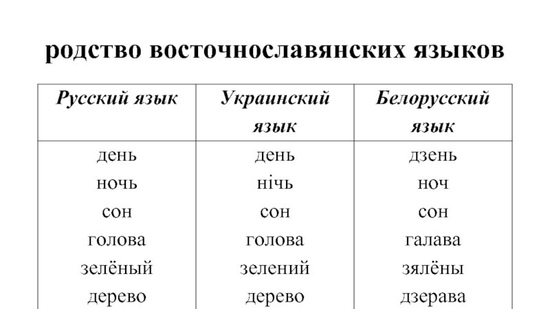 родство восточнославянских языков