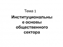 Институциональные основы общественного сектора
