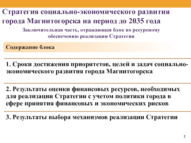 Стратегия социально экономического развития города презентация