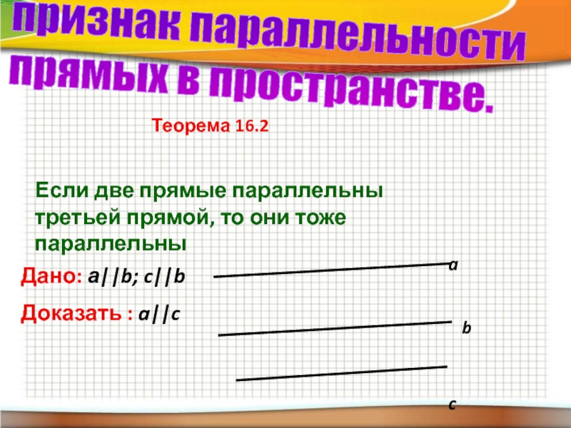 Признаки параллельности прямых формулировки теорем и чертеж