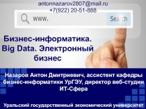 Бизнес-информатика. Big Data. Электронный бизнес