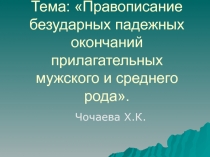 Правописание безударных падежных окончаний прилагательных мужского и среднего рода