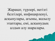 Жарақат, т ү рлері, негізгі белгілері, инфицирленуі, асқынулары, ағымы, жазылу