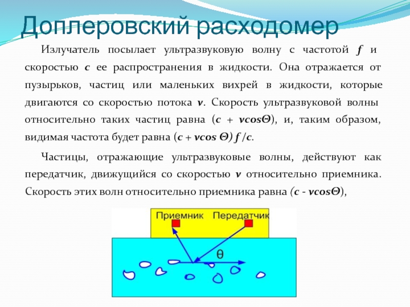 Ультразвуковые волны в жидкостях. Доплеровский ультразвуковой расходомер. Доплеровский расходомер принцип действия. Доплеровский расходомер схема. Преимущества и недостатки доплеровских расходомеров.