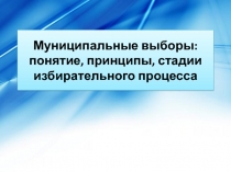 Муниципальные выборы: понятие, принципы, стадии избирательного процесса