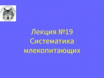Лекция №19 Систематика млекопитающих