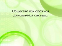 Общество как сложная динамичная система