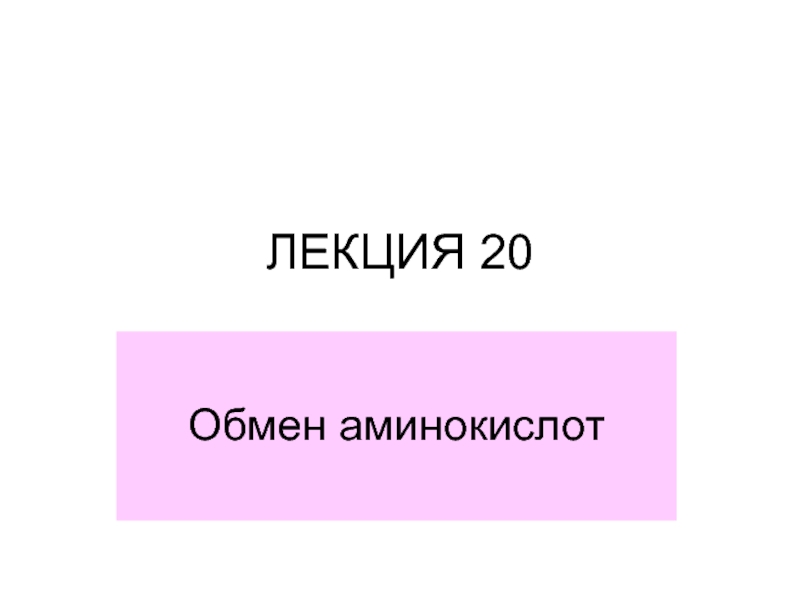 Презентация ЛЕКЦИЯ 20