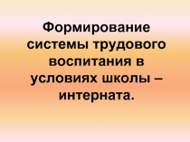 Формирование системы трудового воспитания в условиях школы – интерната