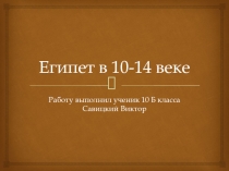 Египет в 10-14 веке