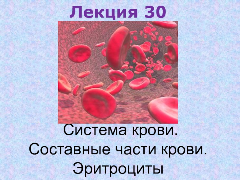 Лекция 30 Система крови. Составные части крови. Эритроциты